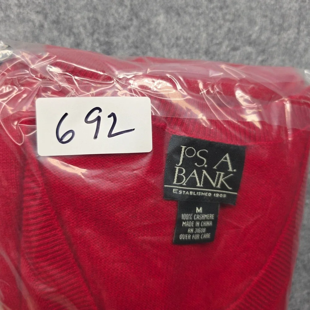 Jos. A. Bank Red 100% Cashmere V-Neck Sweater Vest Mens Medium